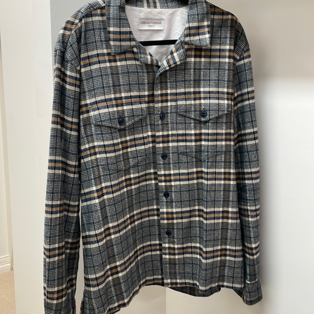 Officine Generale Plaid Shirt - Black, Gray, Cream